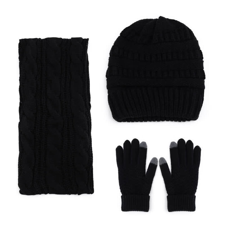 Buddha Stones Fall Winter Cable Knit Beanie Scarf Glove Set Women's Hat - image 4