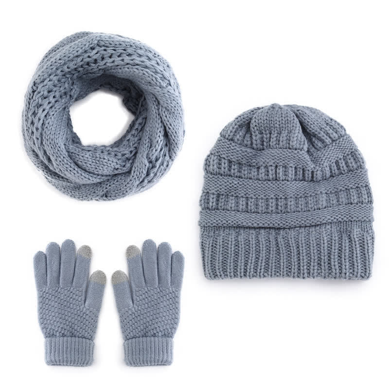 Buddha Stones Fall Winter Cable Knit Beanie Scarf Glove Set Women's Hat - image 8