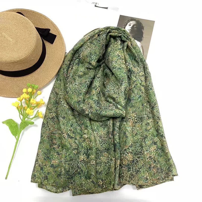 Buddha Stones Spring Summer Vintage Floral Abstract Women's Scarf - SeaGreen - image 7