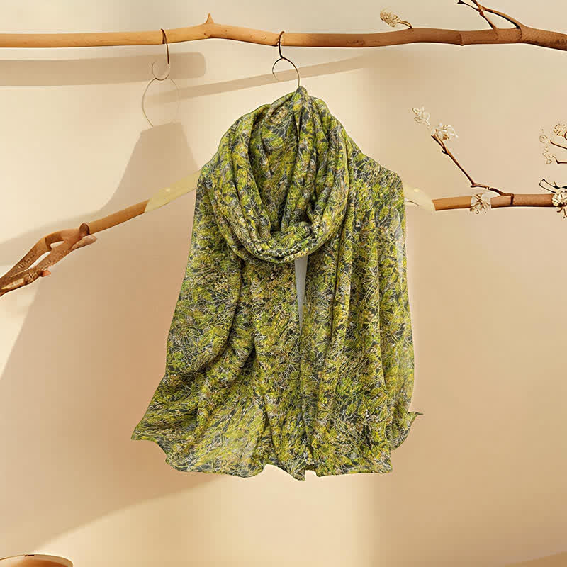 Buddha Stones Spring Summer Vintage Floral Abstract Women's Scarf - GreenYellow - image 4