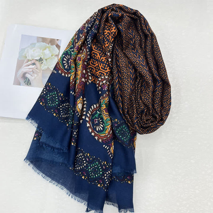 Buddha Stones Spring Fall Ethnic Floral Leaf Print Women's Scarf - image 3