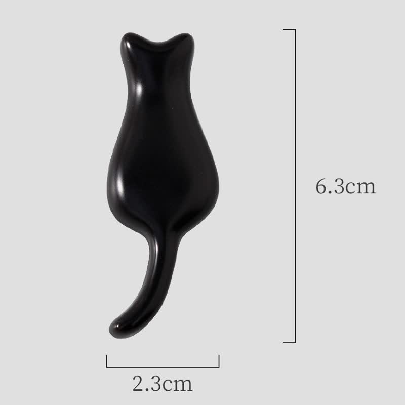 Buddha Stones Hand-Painted Cute Cat Ceramic Tabletop Chopstick Holder - Black Cat(Approx. 6.3 cm × 2.3 cm × 0.9 cm) - image 3