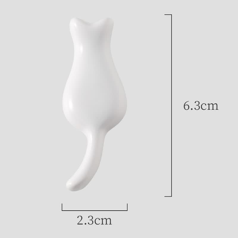 Buddha Stones Hand-Painted Cute Cat Ceramic Tabletop Chopstick Holder - White Cat(Approx. 6.3 cm × 2.3 cm × 0.9 cm) - image 4