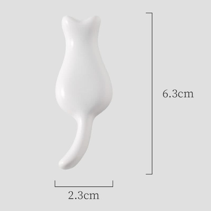 Buddha Stones Hand-Painted Cute Cat Ceramic Tabletop Chopstick Holder - White Cat(Approx. 6.3 cm × 2.3 cm × 0.9 cm) - image 4