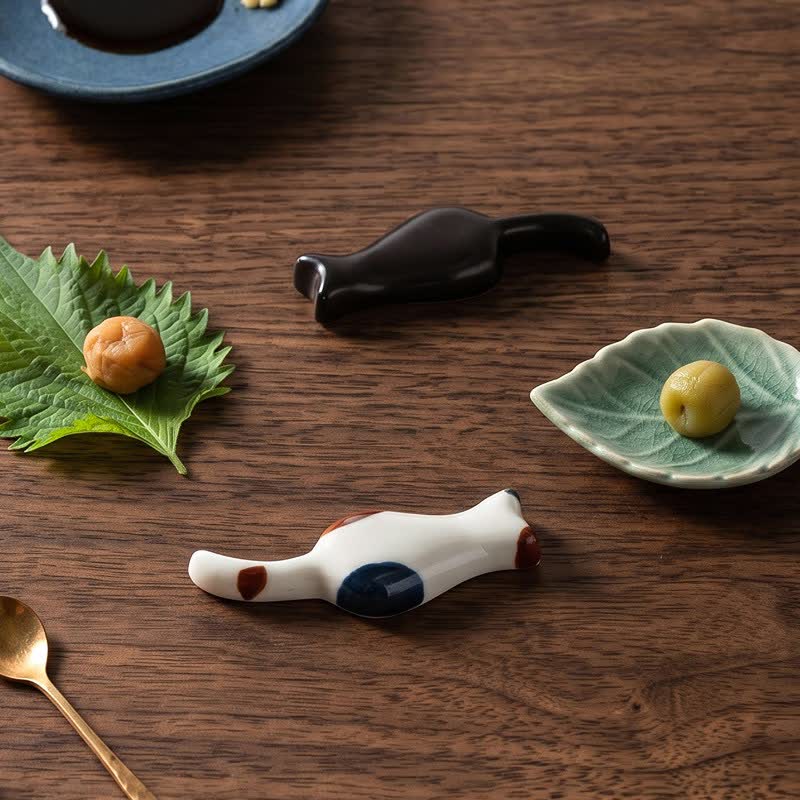 Buddha Stones Hand-Painted Cute Cat Ceramic Tabletop Chopstick Holder - image 6