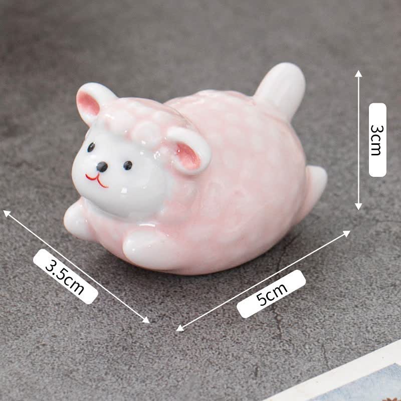 Buddha Stones Glazed Ceramic Lucky Sheep Chopstick Holder - Pink(Approx. 5.0 cm × 3.5 cm × 3.0 cm) - image 5
