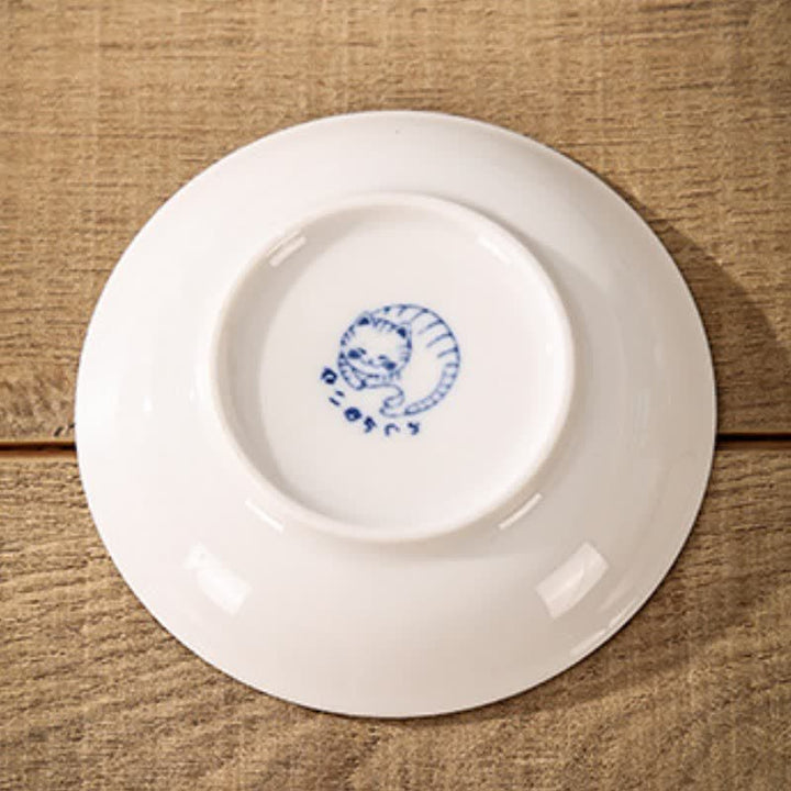Buddha Stones Cute Cat Round Ceramic Shallow Dish Japanese Style Sauce Dish - Spots - image 1