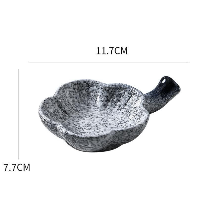 Buddha Stones Vintage Japanese Plum Blossom Handled Ceramic Sauce Dish - White Blue - image 4