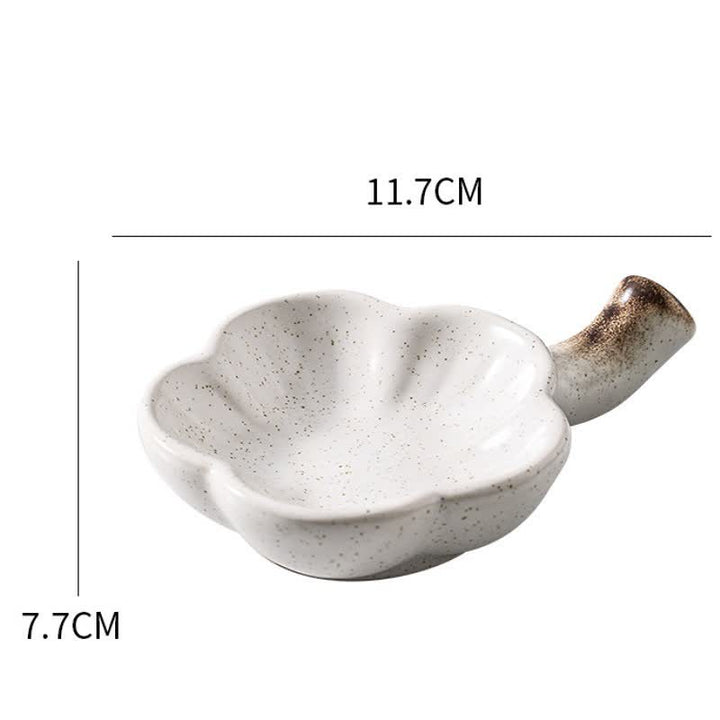 Buddha Stones Vintage Japanese Plum Blossom Handled Ceramic Sauce Dish - White - image 2