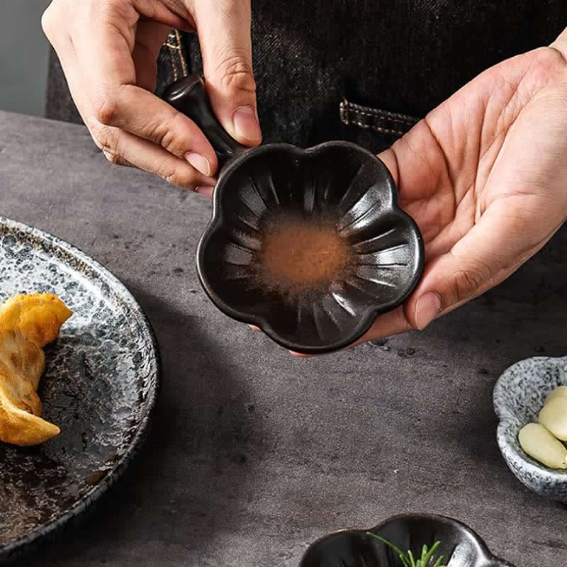 Buddha Stones Vintage Japanese Plum Blossom Handled Ceramic Sauce Dish - image 9