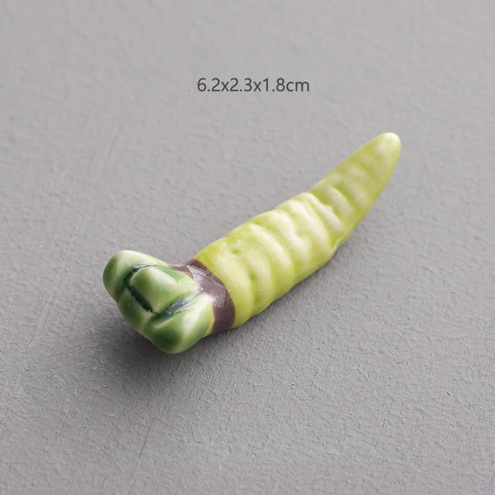 Buddha Stones Ceramic Vegetable Design Mini Tabletop Chopstick Holder - Mustard Greens Approx. 6.2 × 2.3 × 1.8 cm - Ceramic - image 14