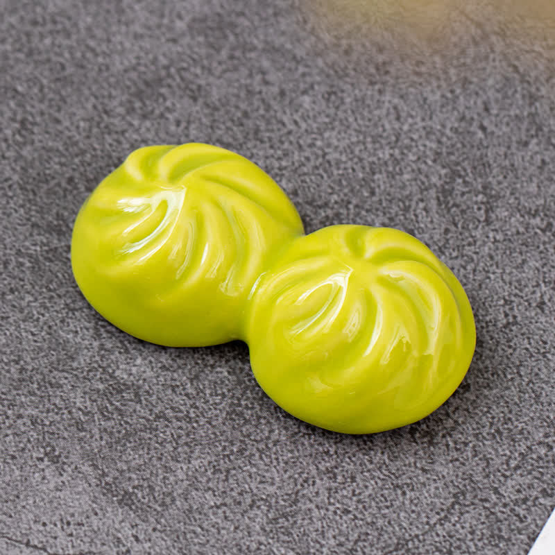 Buddha Stones Ceramic Food Style Mini Chopstick Holder - Green Steamed Buns (Xiaolongbao) Approx. 5.3 × 2.8 × 1.5 cm - image 9