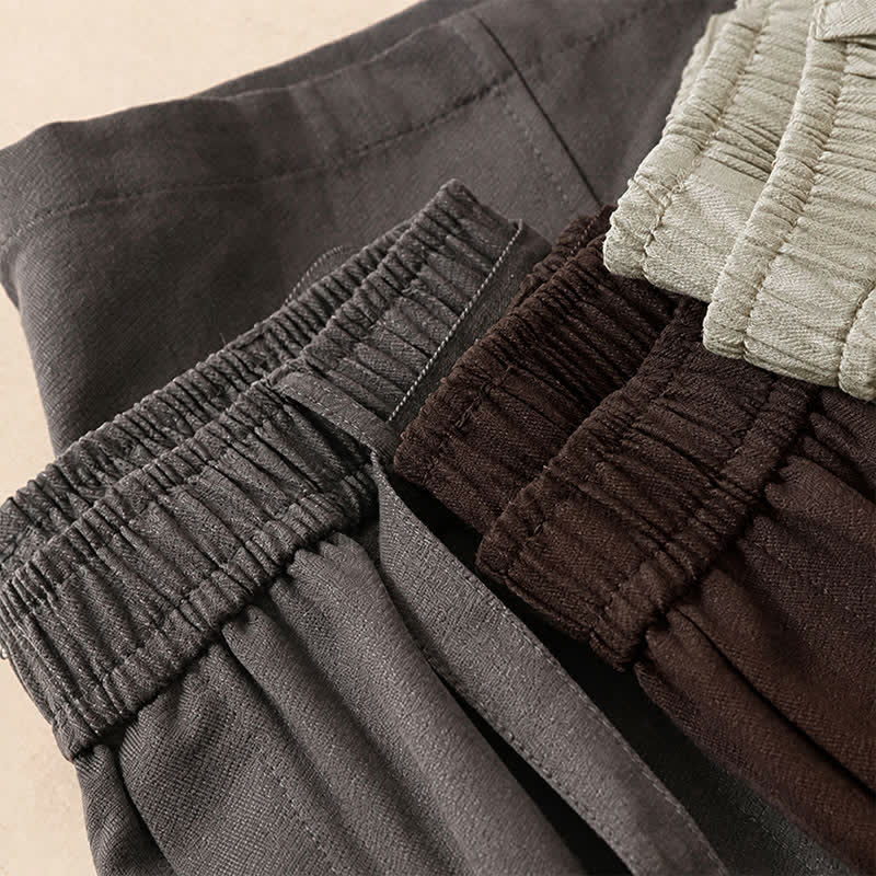 Buddha Stones Spring Fall Casual Minimalist Lace-up Solid Ankle Pants Women's Wide Leg Pants With Pockets - image 22