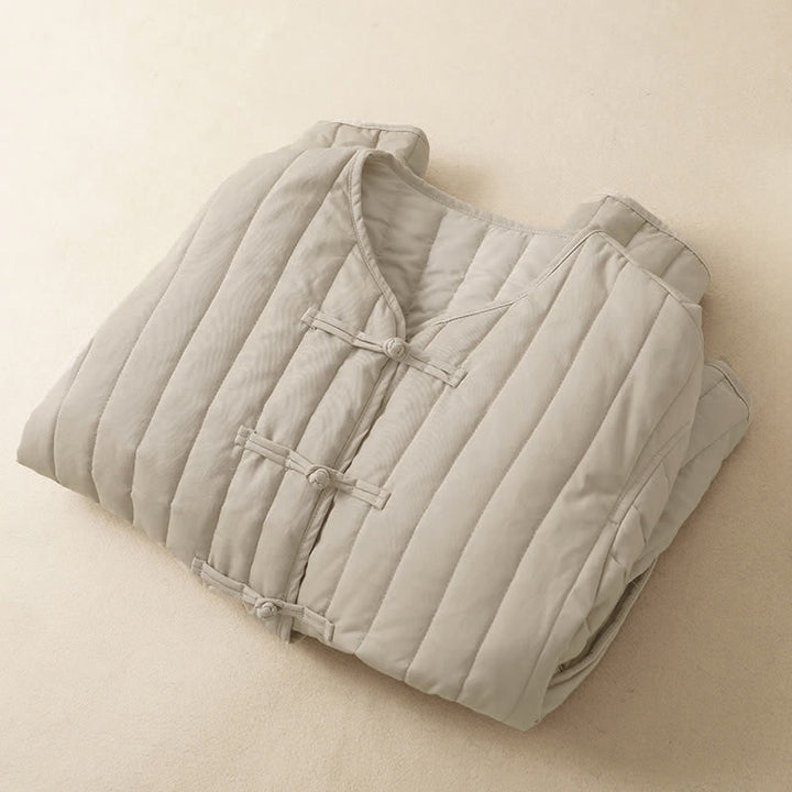 Buddha Stones Fall Winter Casual Vintage Tang Style Chinese Frog Closure Solid Women's Jacket - image 3