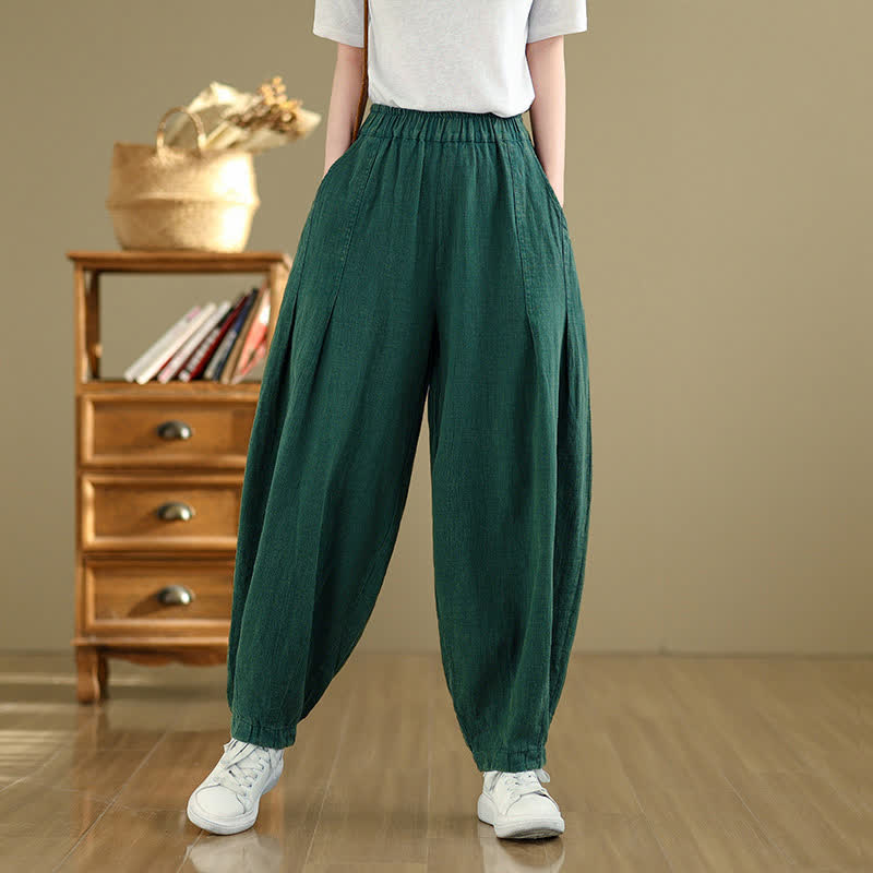 Buddha Stones Spring Summer Casual Solid Ankle Pants Women's Harem Pants With Pockets - image 7