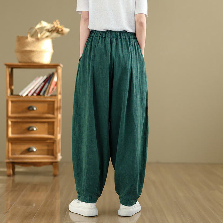 Buddha Stones Spring Summer Casual Solid Ankle Pants Women's Harem Pants With Pockets - image 10