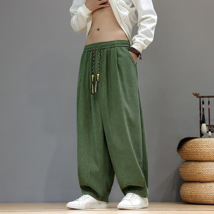 Buddha Stones Fall Winter Simple Classic Drawstring Solid Ankle Pants Corduroy Men's Straight Leg Pants With Pockets - image 26
