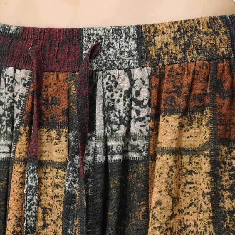 Buddha Stones Spring Fall Casual Boho Drawstring Geometric Cropped Pants Men's Harem Pants With Pockets - image 9