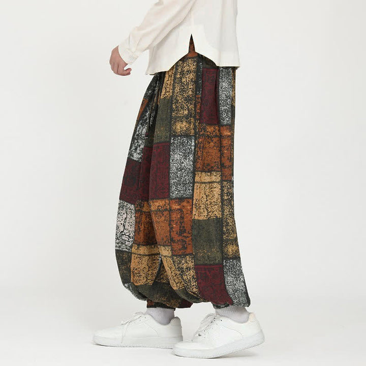 Buddha Stones Spring Fall Casual Boho Drawstring Geometric Cropped Pants Men's Harem Pants With Pockets - image 3