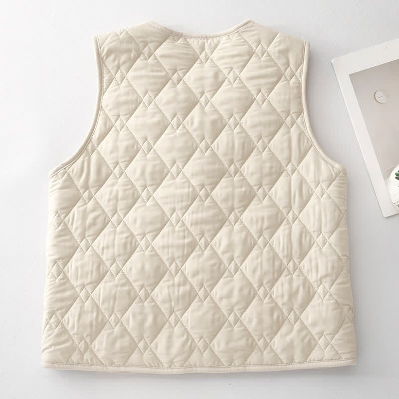 Buddha Stones Fall Winter Casual Minimalist Geometric Tank Top Women's Vest With Pockets - image 3
