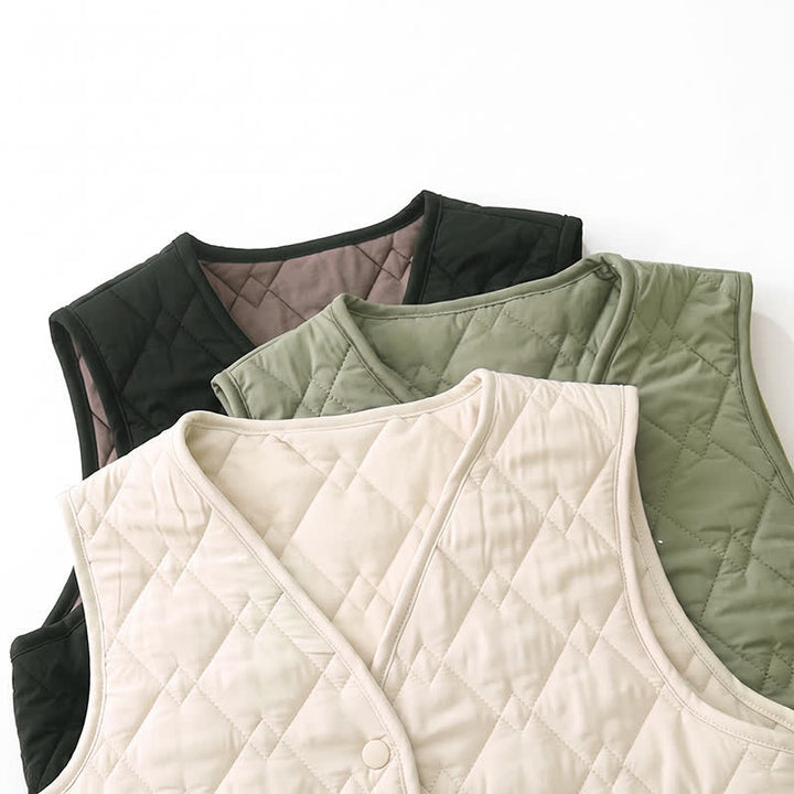 Buddha Stones Fall Winter Casual Minimalist Geometric Tank Top Women's Vest With Pockets - image 30