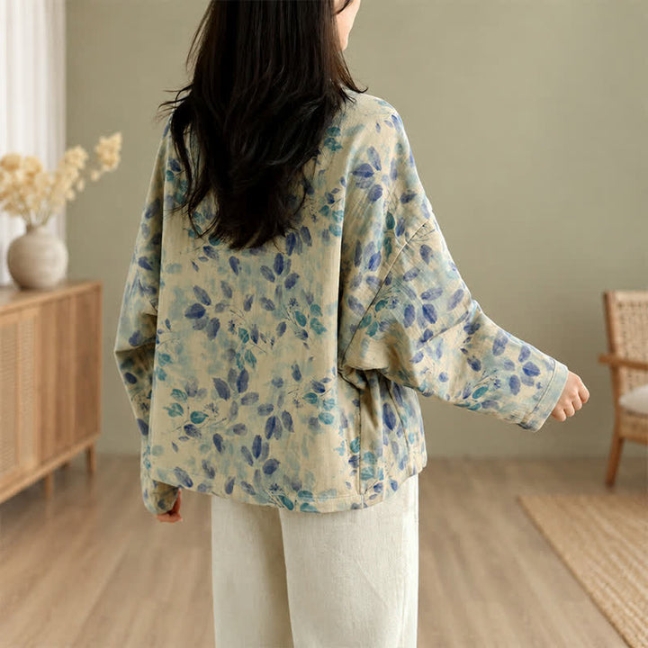 Buddha Stones Spring Casual Vintage Button-Up Floral Pattern Cropped Women's Jacket - image 14