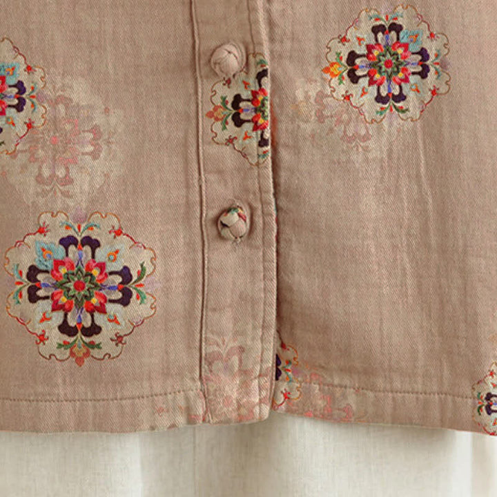 Buddha Stones Spring Casual Vintage Button-Up Floral Pattern Cropped Women's Jacket - image 9