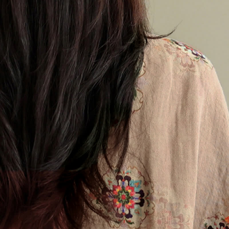 Buddha Stones Spring Casual Vintage Button-Up Floral Pattern Cropped Women's Jacket - image 7
