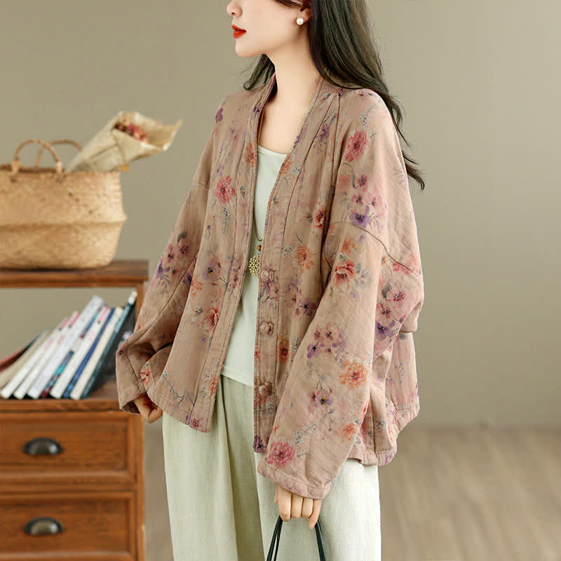 Buddha Stones Spring Casual Vintage Button-Up Floral Pattern Cropped Women's Jacket - image 19