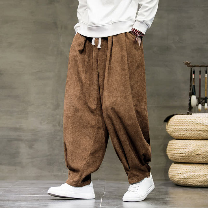 Buddha Stones Fall Winter Retro Casual Drawstring Solid Ankle Pants Corduroy Men's Harem Pants With Pocket - Peru - US/UK/AU46, EU56 (5XL) - image 31