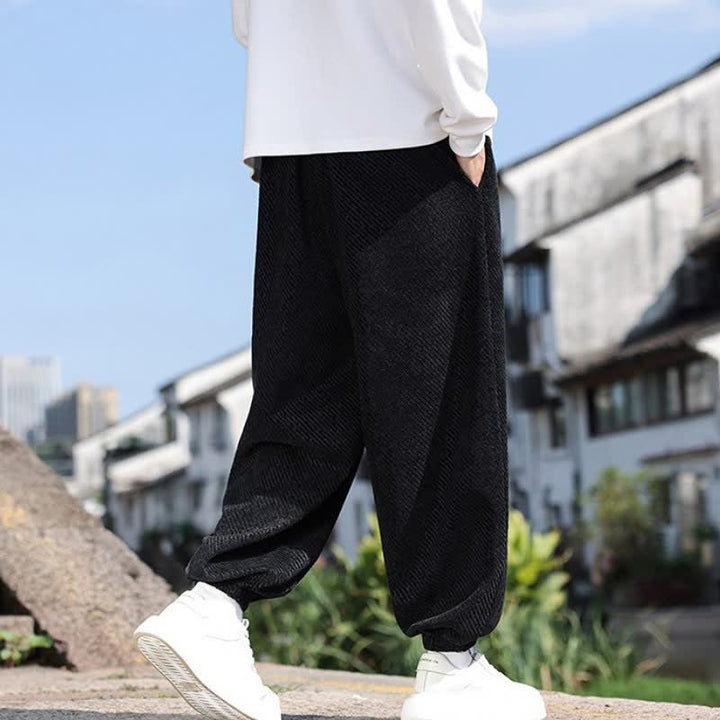 Buddha Stones Spring Simple Minimalist Drawstring Solid Ankle Pants Men's Harem Pants With Pockets - image 11