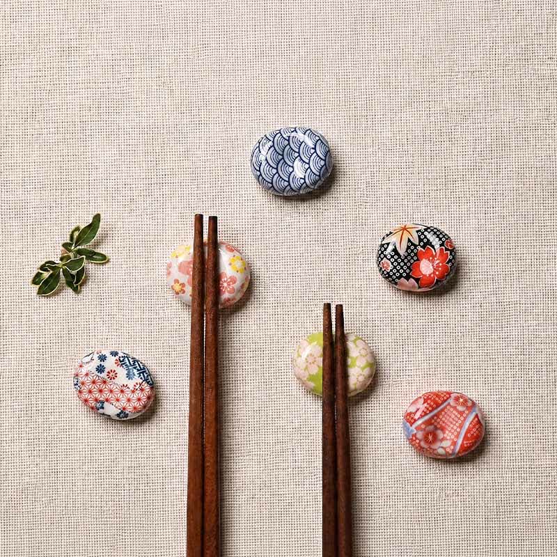 Buddha Stones Ceramic Floral Pattern Oval Broad Bean Chopstick Holder - image 10