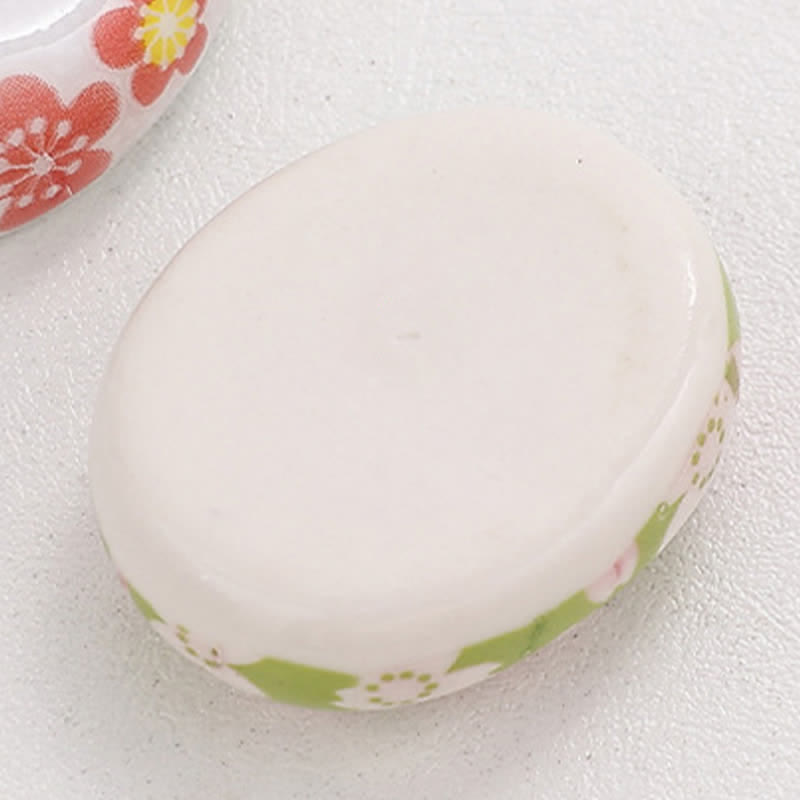 Buddha Stones Ceramic Floral Pattern Oval Broad Bean Chopstick Holder - image 7