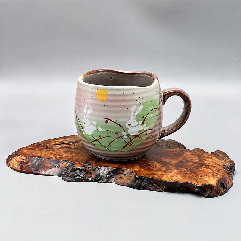 Buddha Stones Japanese Kutani Hand Painted Cat Floral Cow Rabbit Ocean Pattern Ceramic Tea Cup Mug - Moon Rabbit Approx. 10.5 x 7.5 x 8cm - 201-300ml - image 8