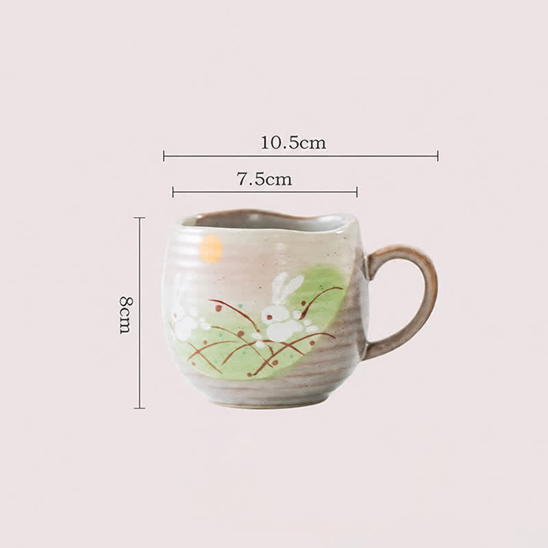 Buddha Stones Japanese Kutani Hand Painted Cat Floral Cow Rabbit Ocean Pattern Ceramic Tea Cup Mug - image 10