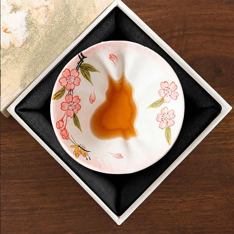 Buddha Stones Hand-Painted Cat Pattern Floral Ceramic Tea Cup 30 ml - Cherry Blossom Shadows & Fragrance(Gift Box) - Approx. 30 ml - image 40
