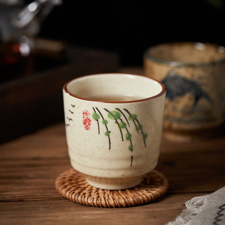 Buddha Stones Hand-Painted Lotus Flower Bird Koi Fish Willow Pattern Purity Ceramic Tea Cup 150 ml - image 11