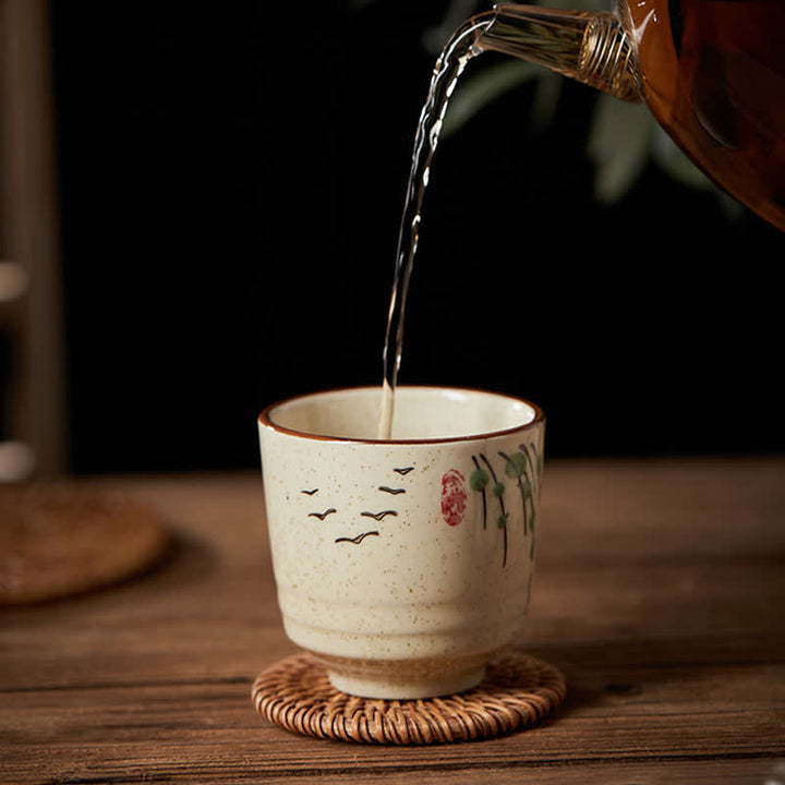 Buddha Stones Hand-Painted Lotus Flower Bird Koi Fish Willow Pattern Purity Ceramic Tea Cup 150 ml - image 12