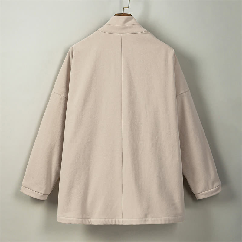 Buddha Stones Fall Winter Tang Style Minimalist Drawstring Solid Thickened Men's Kimono - image 35