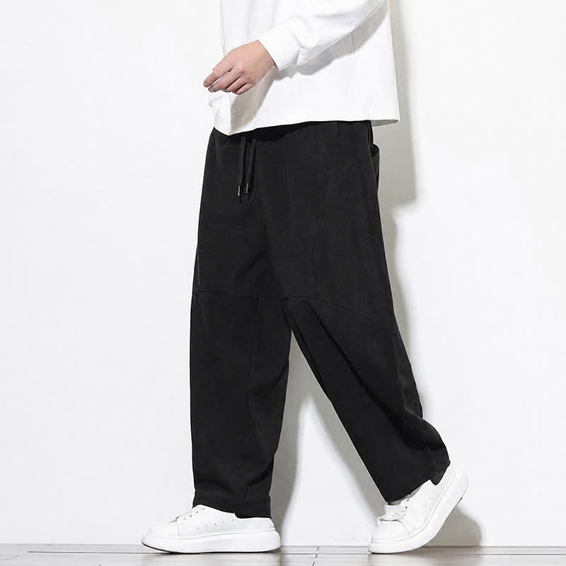 Buddha Stones Fall Classic Simple Drawstring Solid Ankle Pants Corduroy Men's Tapered Pants With Pocket - image 15