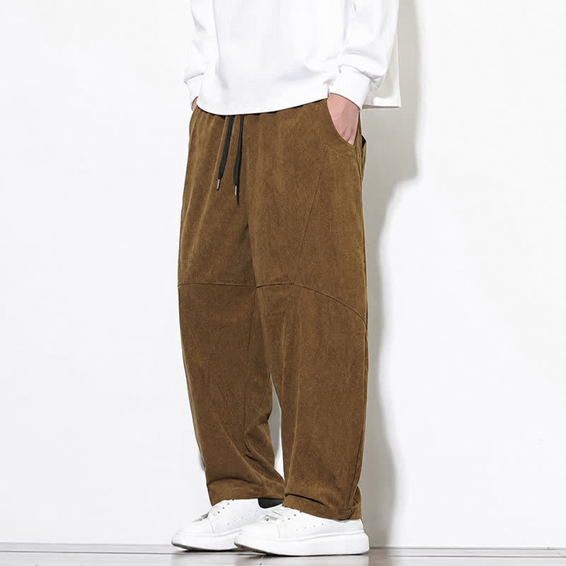 Buddha Stones Fall Classic Simple Drawstring Solid Ankle Pants Corduroy Men's Tapered Pants With Pocket - image 2