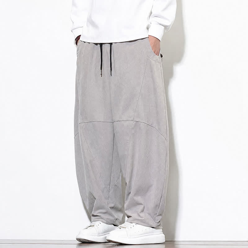Buddha Stones Fall Classic Simple Drawstring Solid Ankle Pants Corduroy Men's Tapered Pants With Pocket - image 31