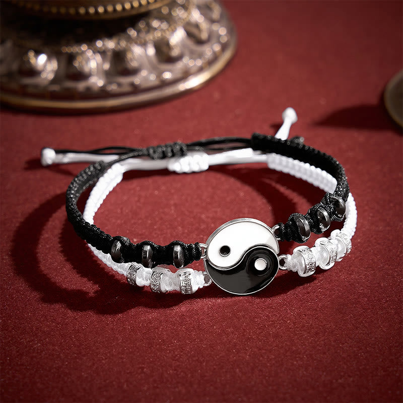 Buddha Stones 2pcs Yin Yang Hematite Support Adjustable Couple Bracelet - image 1