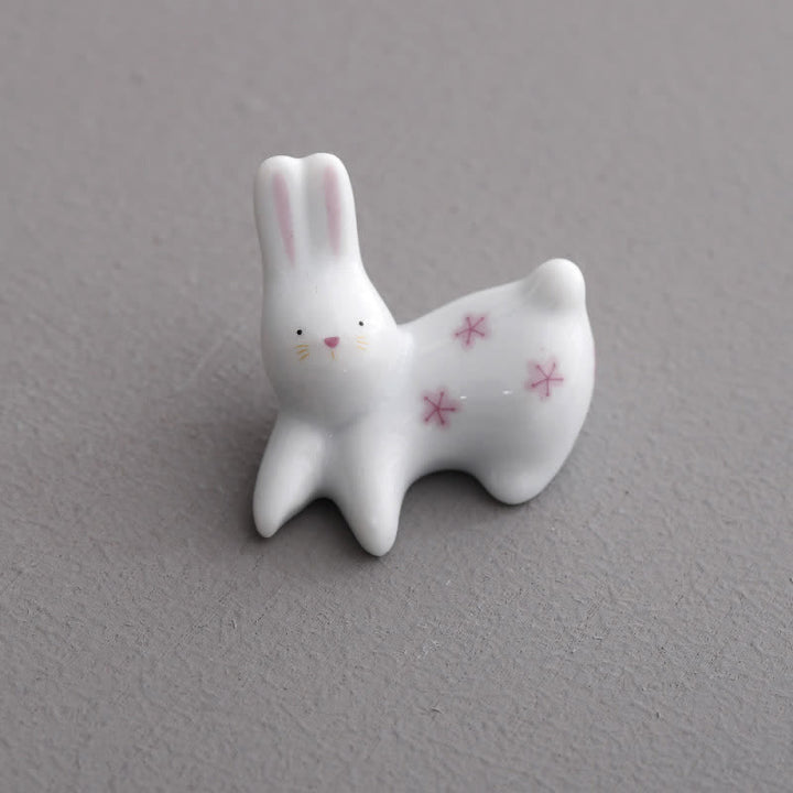 Buddha Stones Small Ceramic Rabbit Design Chopstick Holder - Star Rabbit - Ceramic - image 9