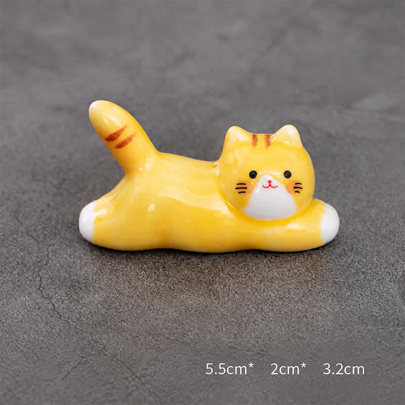 Buddha Stones Ceramic Playful Cat Design Chopstick Holder - Yellow Approx. 5.5 × 2 × 3.2 cm - Ceramic - image 17