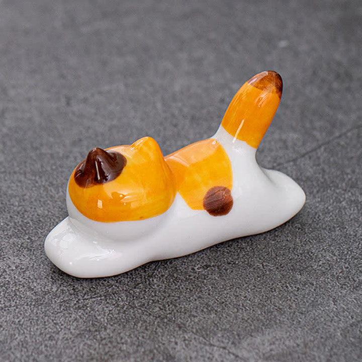 Buddha Stones Ceramic Playful Cat Design Chopstick Holder - image 19