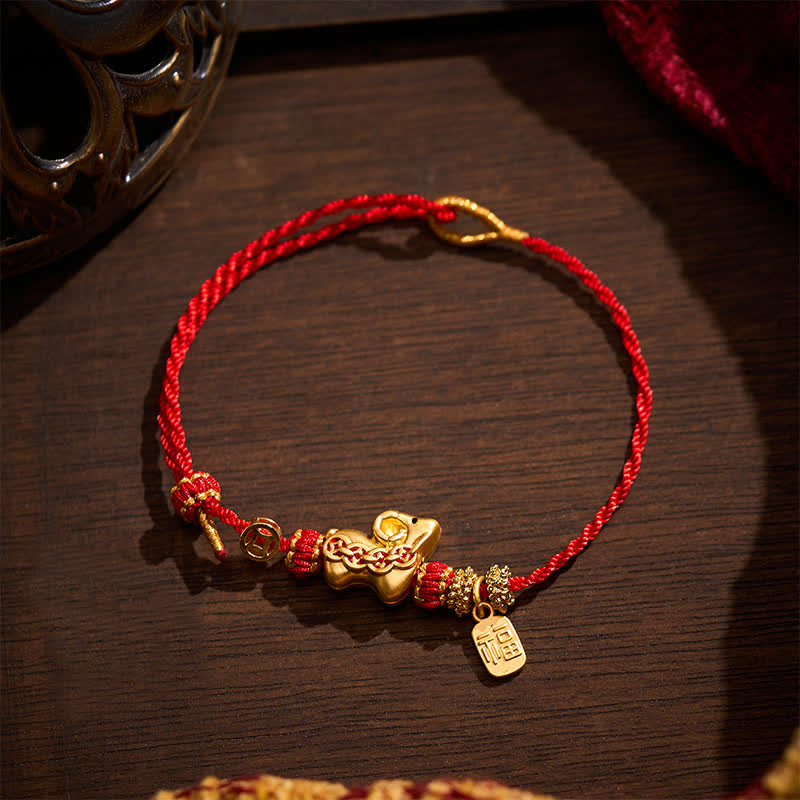 Buddha Stones Red String Hand-Woven Goat Charm Strength Bracelet - Goat - image 0