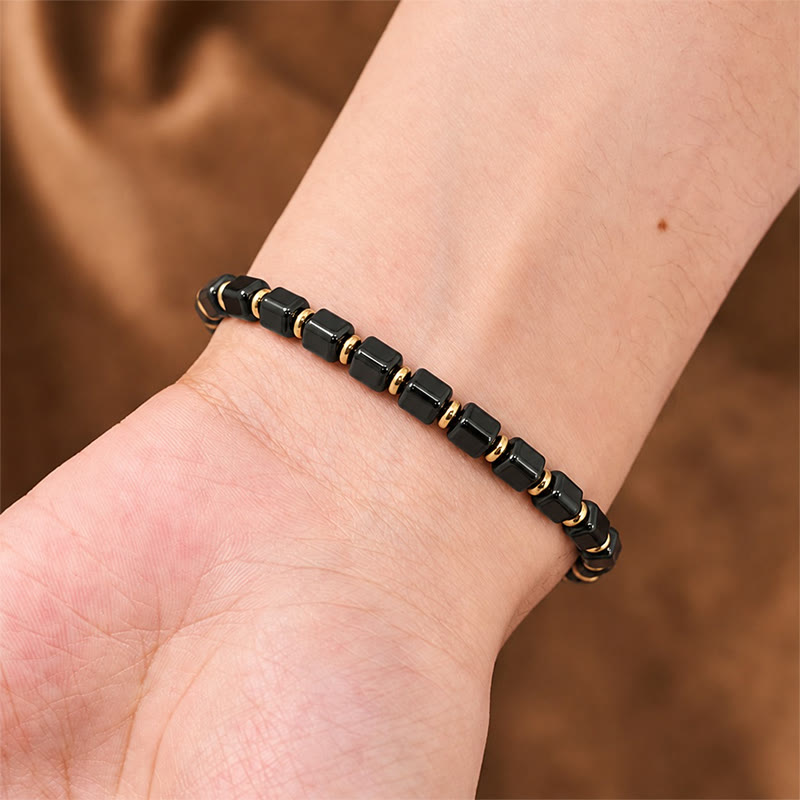 Buddha Stones Black Obsidian Protection Square Bead Braided Adjustable Bracelet - image 4