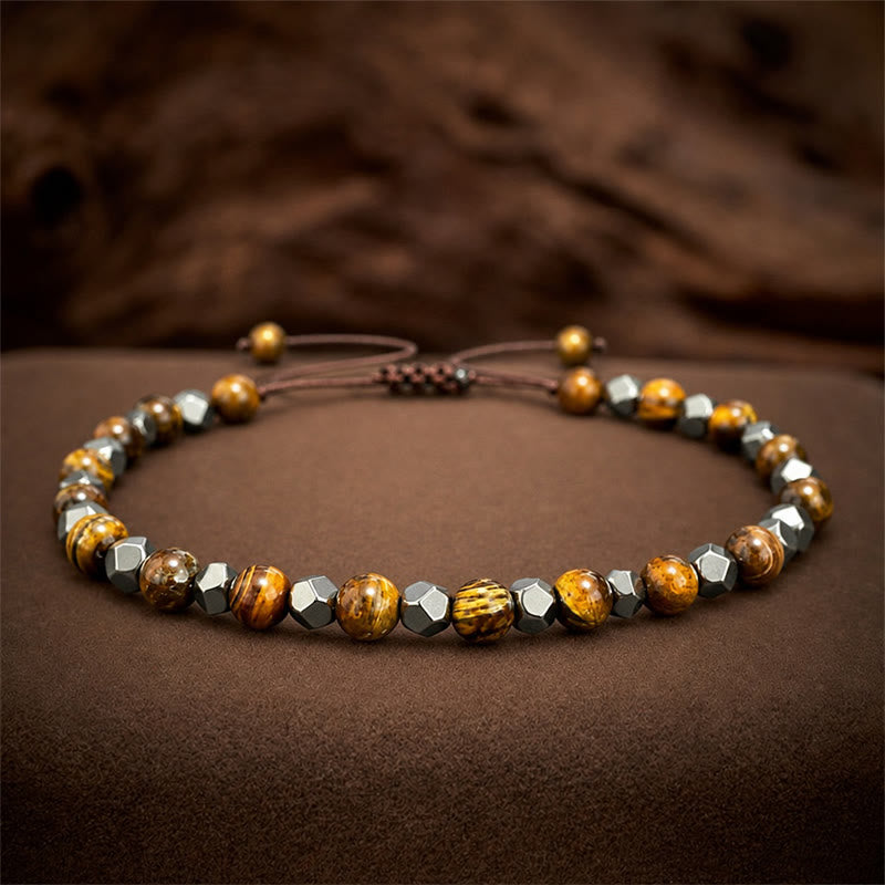 Buddha Stones Tiger Eye Black Magnetite Braided Confidence Adjustable Bracelet - image 2