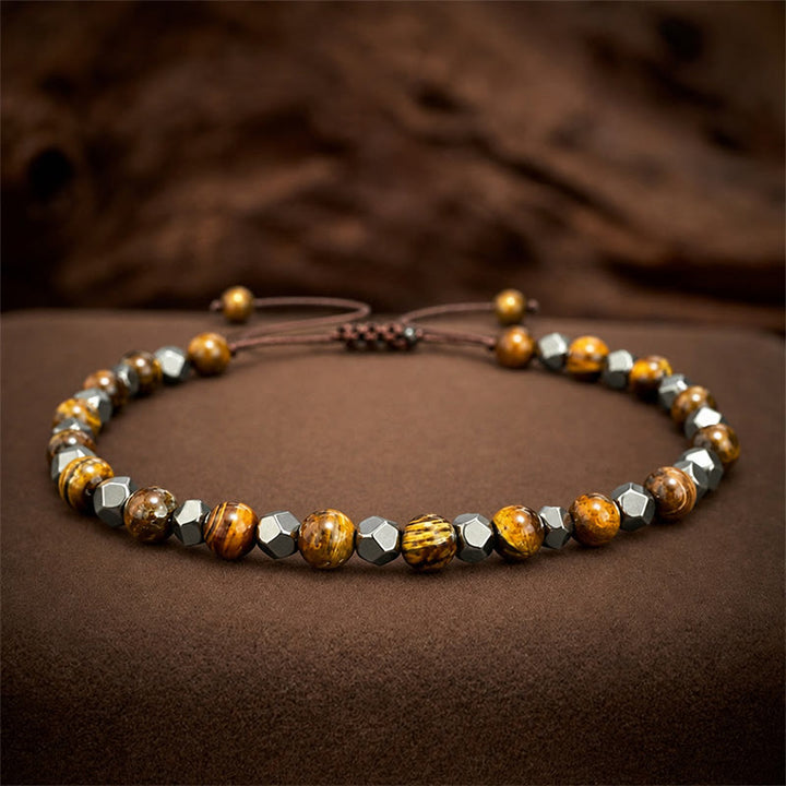 Buddha Stones Tiger Eye Black Magnetite Braided Confidence Adjustable Bracelet - image 2
